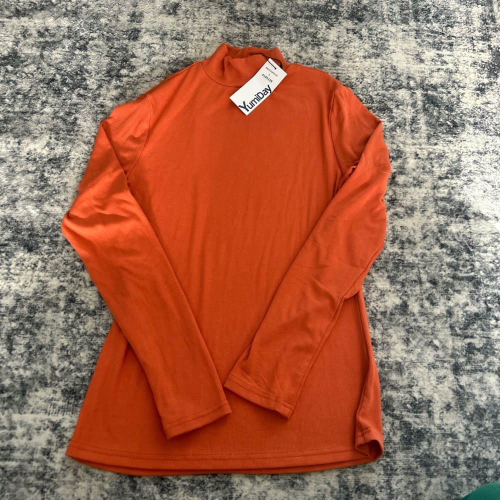 Vibrant Orange Long Sleeve Tee with Crew Neck